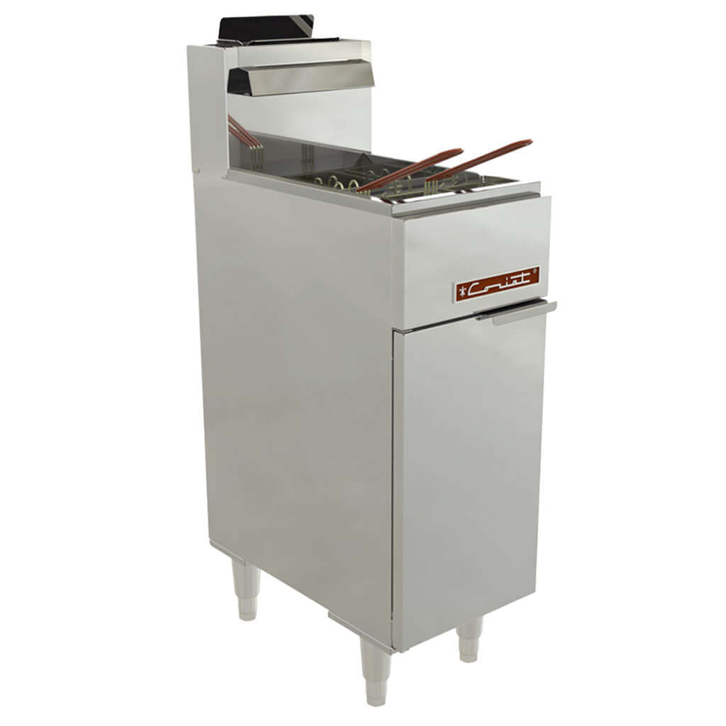 Freidora industrial de gas Coriat Turbo 16-2Q Master de 16 a 19 L, vista frontal para cocina comercial.
