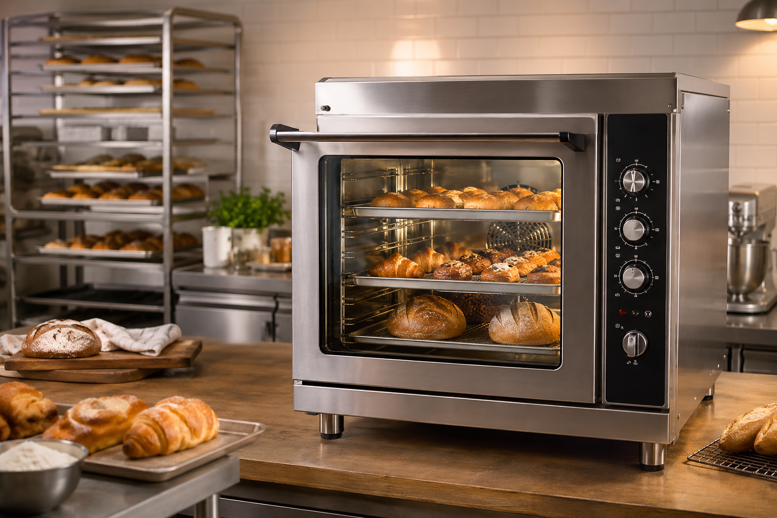 Horno de convección eléctrico en una panadería profesional