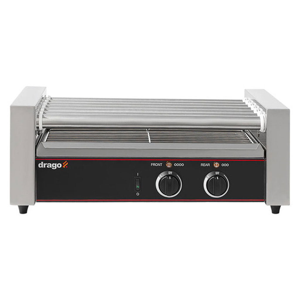 Vista lateral de la hotdoguera Drago HD-07 con 7 rodillos