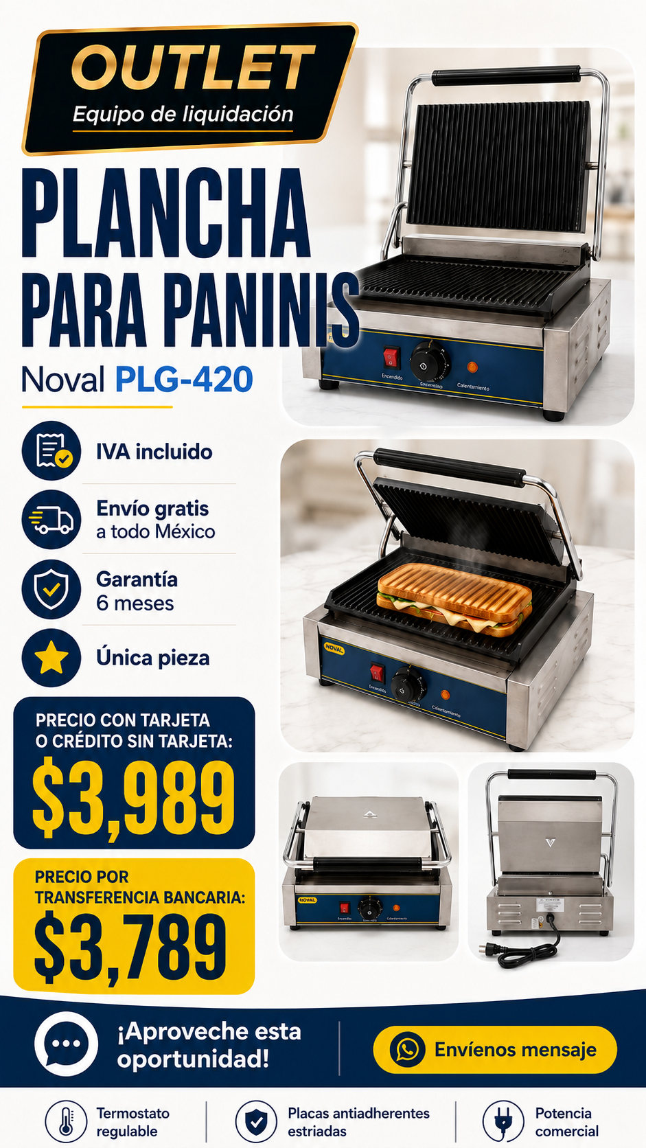 Plancha para Paninis Noval PLG-420 Outlet | Equipo de Liquidación