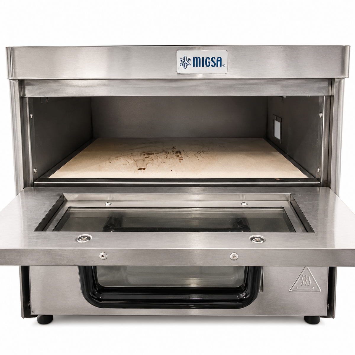 Interior real con piso refractario del horno Migsa HPD-2