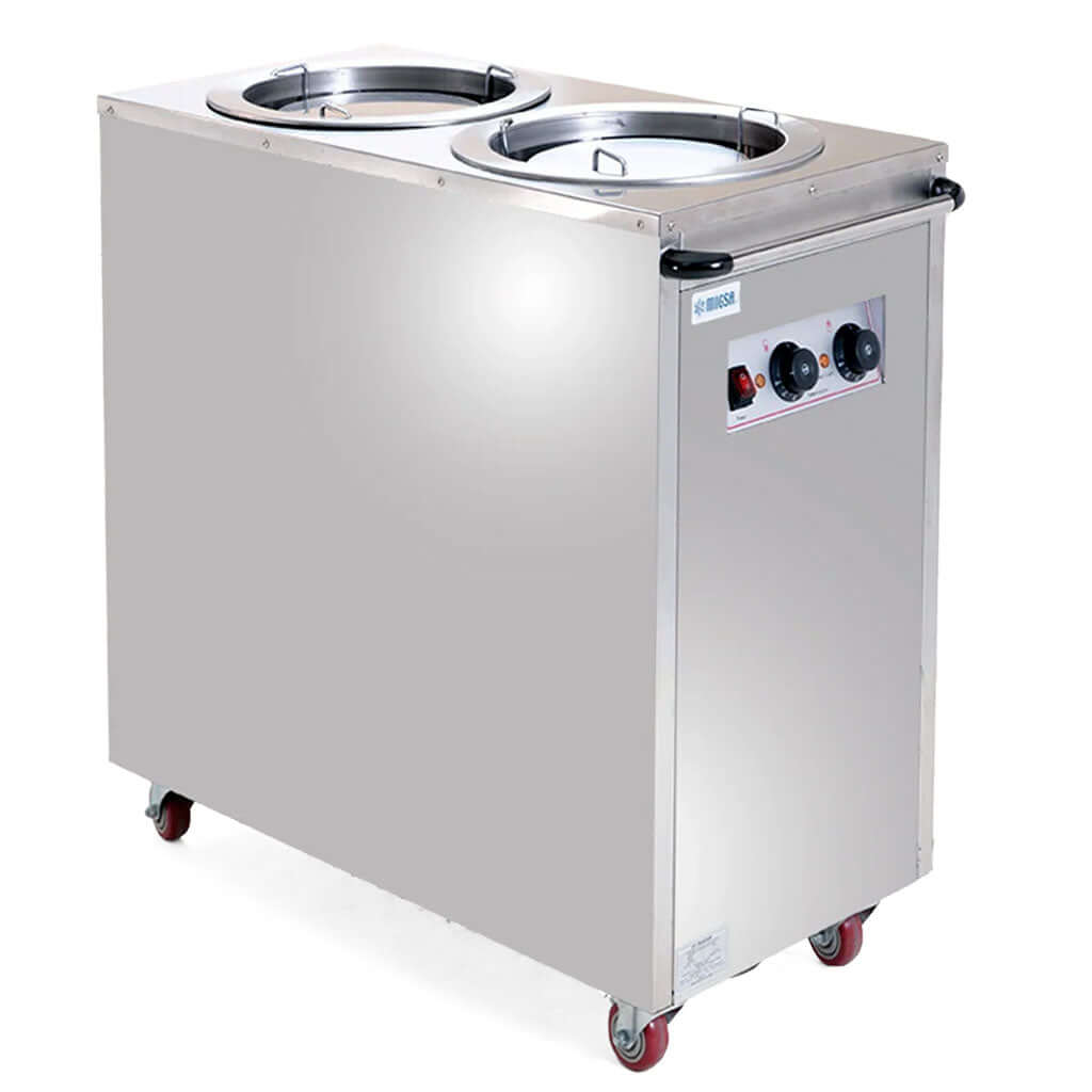 Carro calentador de platos Migsa MCP-2 doble en acero inoxidable para restaurante