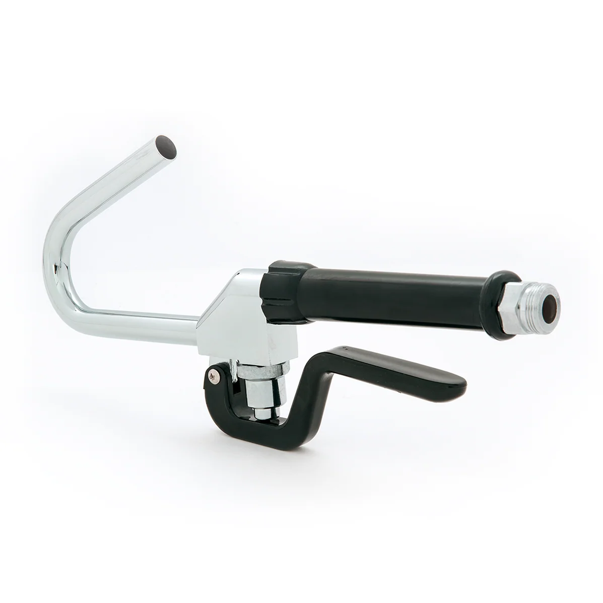 Válvula MIGSA BX-S005 para llenado de ollas, tubo de salida curvo y gatillo negro