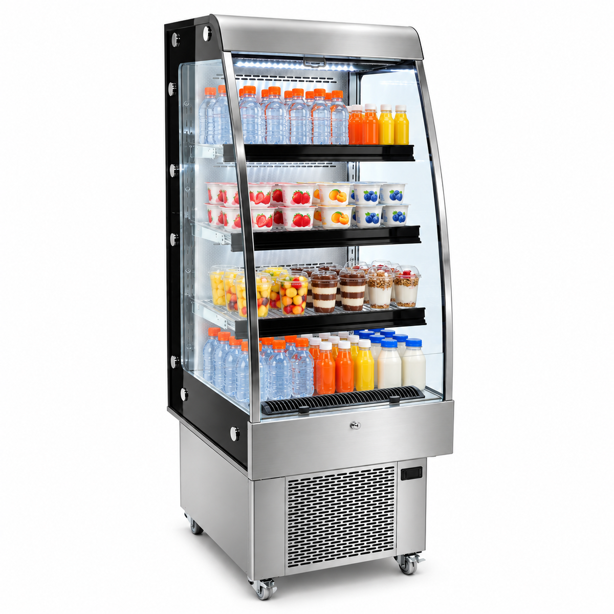 Mural refrigerado MIGSA RTS-250L con alimentos y bebidas en exhibición