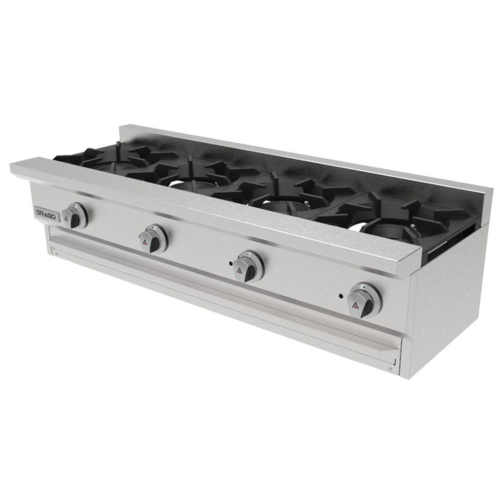 Parrilla para cocina de gas* Drago *CG-40 Slim* de *4 quemadores* para restaurante y cocina industrial