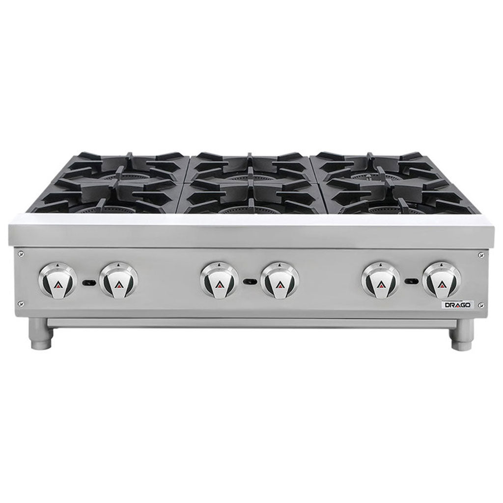 Parrilla para cocina de gas Drago GPPA-600-V de 36 pulgadas vista frontal