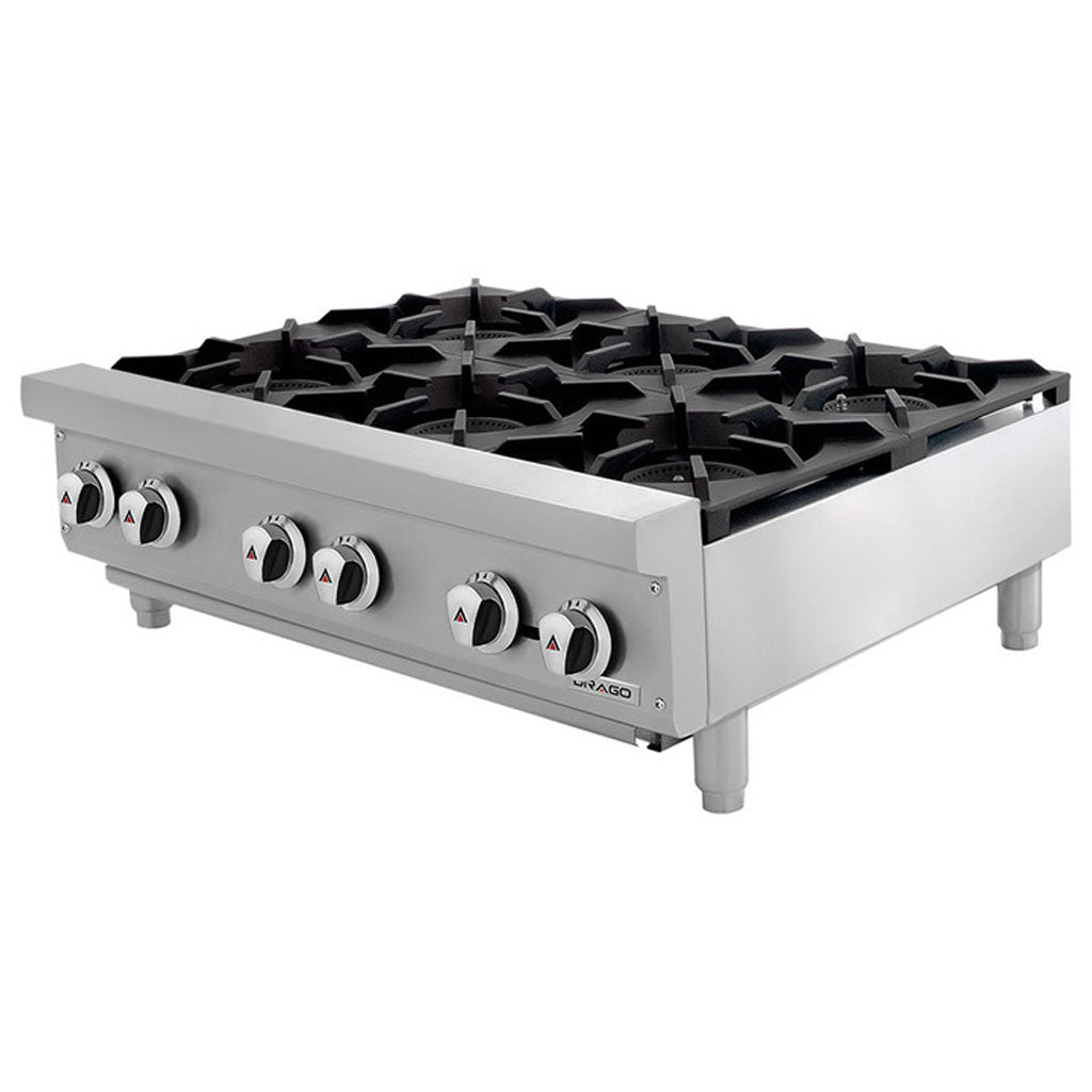 Parrilla industrial Drago GPPA-600-V con perillas metálicas y panel de control