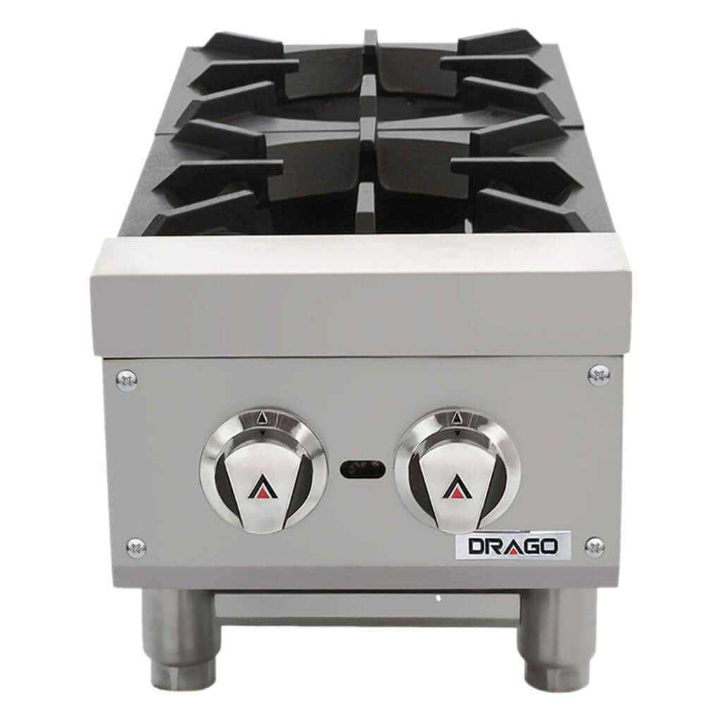 Parrilla industrial 2 quemadores Drago CG-20 de gas natural vista frontal