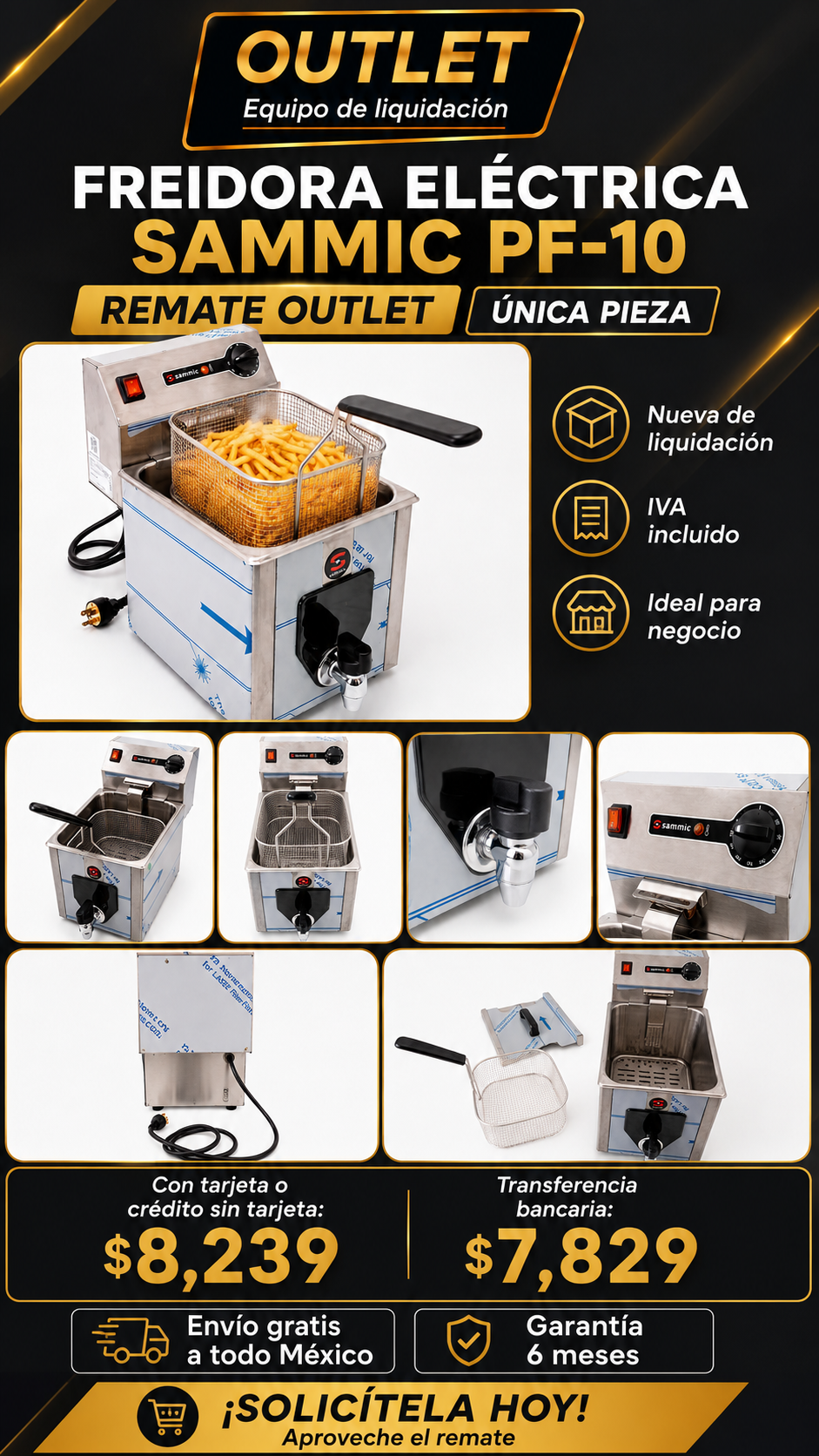 Freidora Eléctrica Sammic PF-10 Outlet