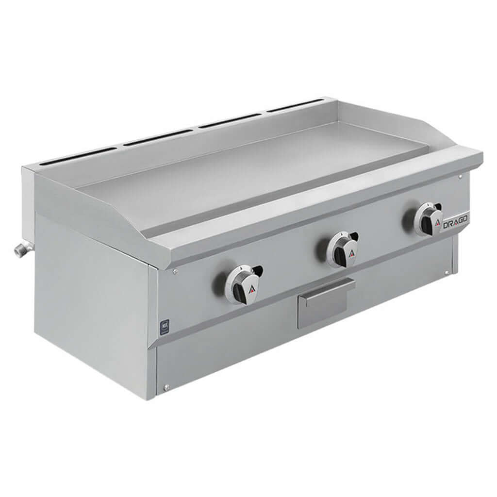 Plancha industrial Drago PG-3 Slim de 3 quemadores vista frontal