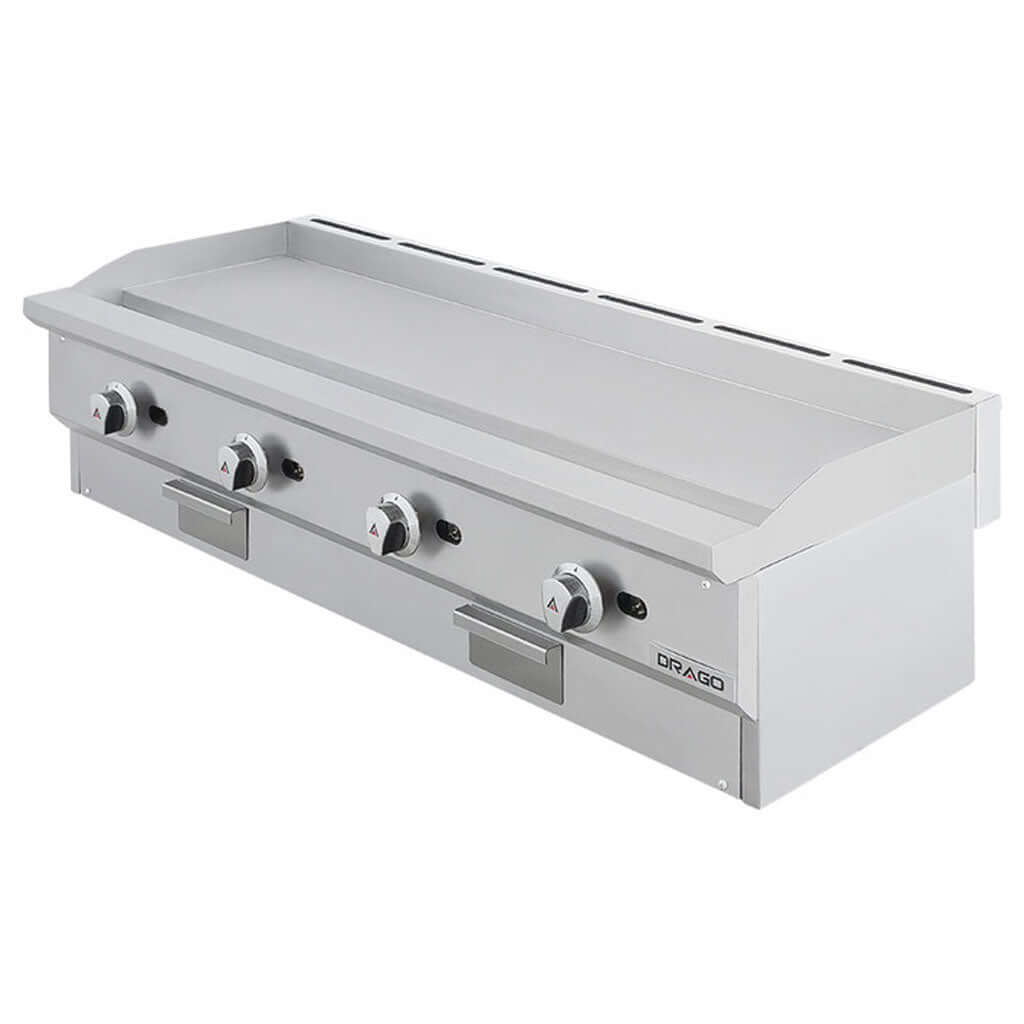 Plancha industrial Drago PG-4 Slim de 4 quemadores, vista frontal