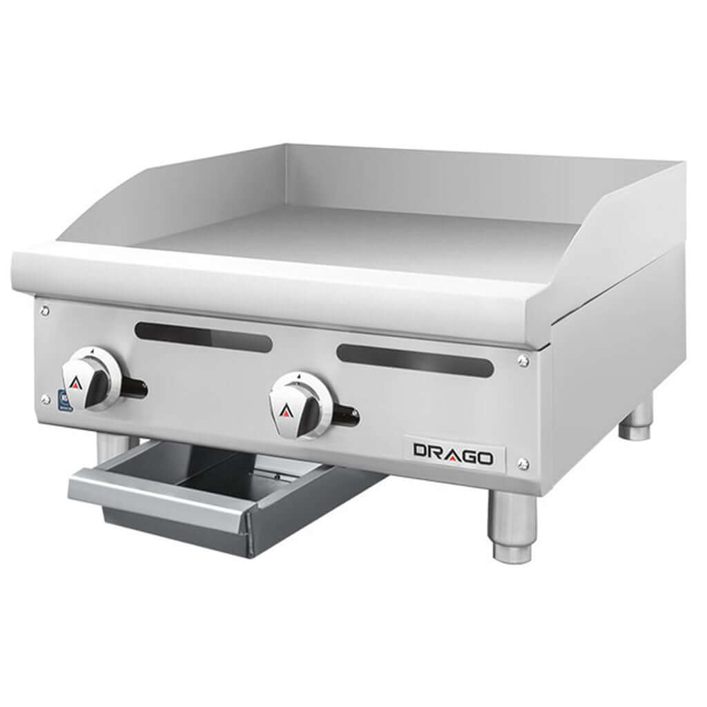 Plancha industrial para restaurante Drago PG-2 con perillas metalicas y control independiente