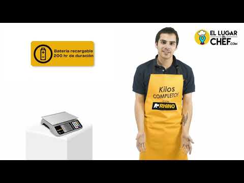 Video de la báscula digital Rhino BAR-6 de 20 kg con funciones avanzadas para negocio