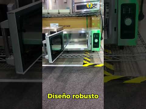 Video del horno de microondas industrial Migsa MC-09A en exhibición, tomas a detalle del equipo y panel de control.