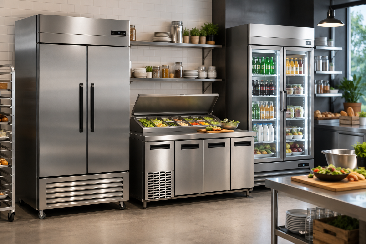 Equipos de refrigeración comercial en una cocina profesional