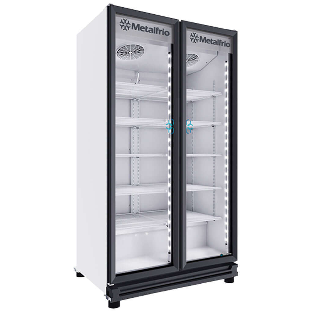 Refrigerador Metalfrio RB680 vertical de 2 puertas con doble cristal e iluminación LED