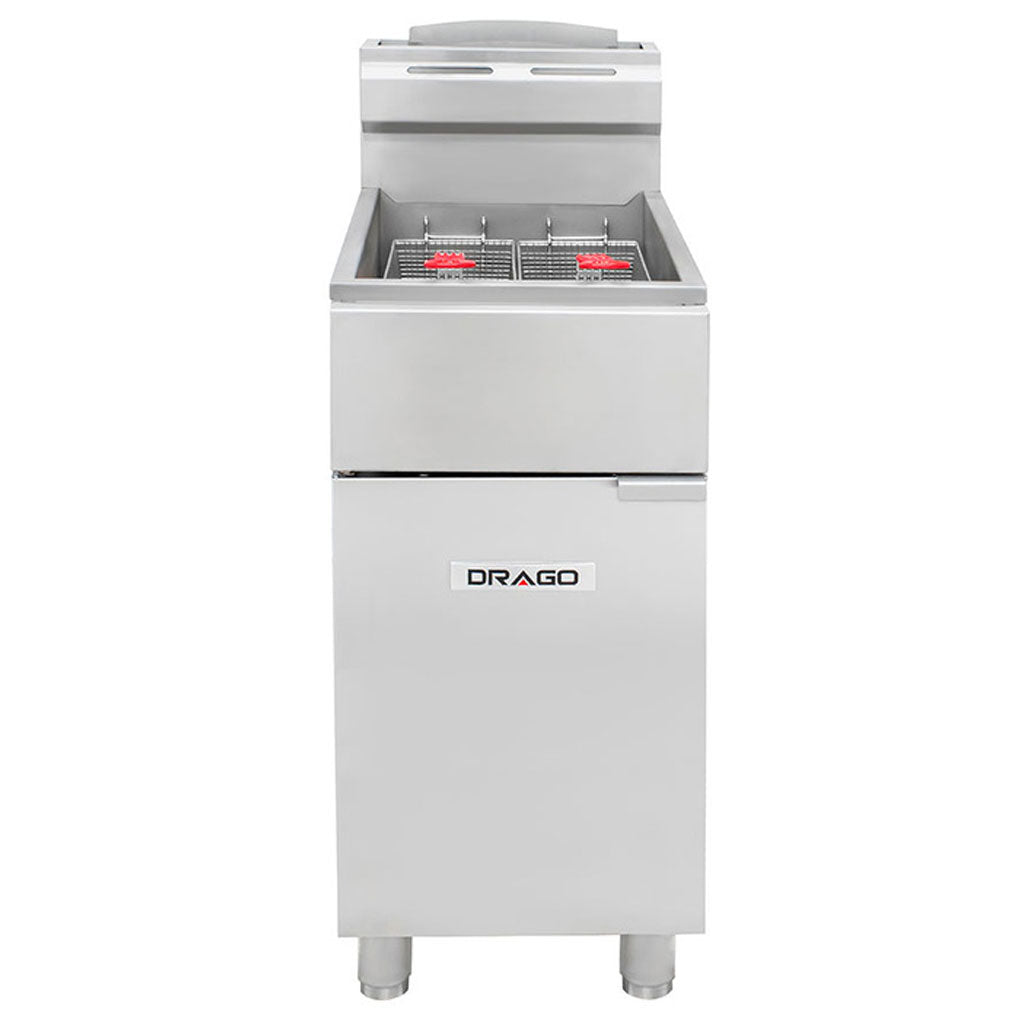 Freidora industrial de gas Drago FG-16 RS vista frontal 16 litros
