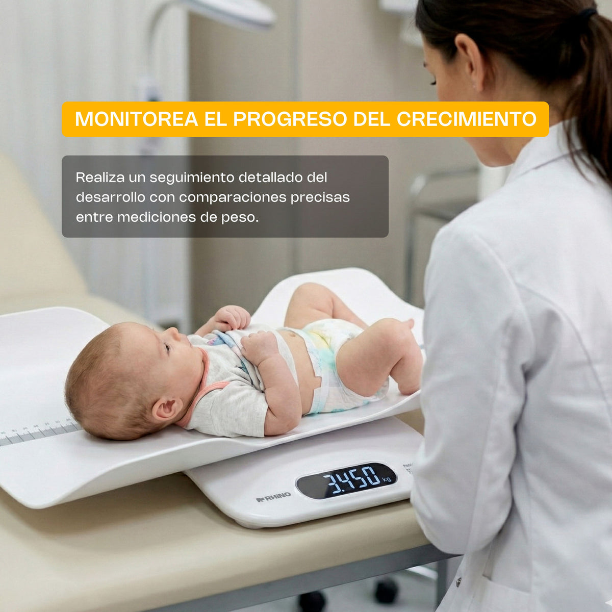 Ejemplo de uso de báscula BABEPE-180 para control del crecimiento infantil en consultorio.