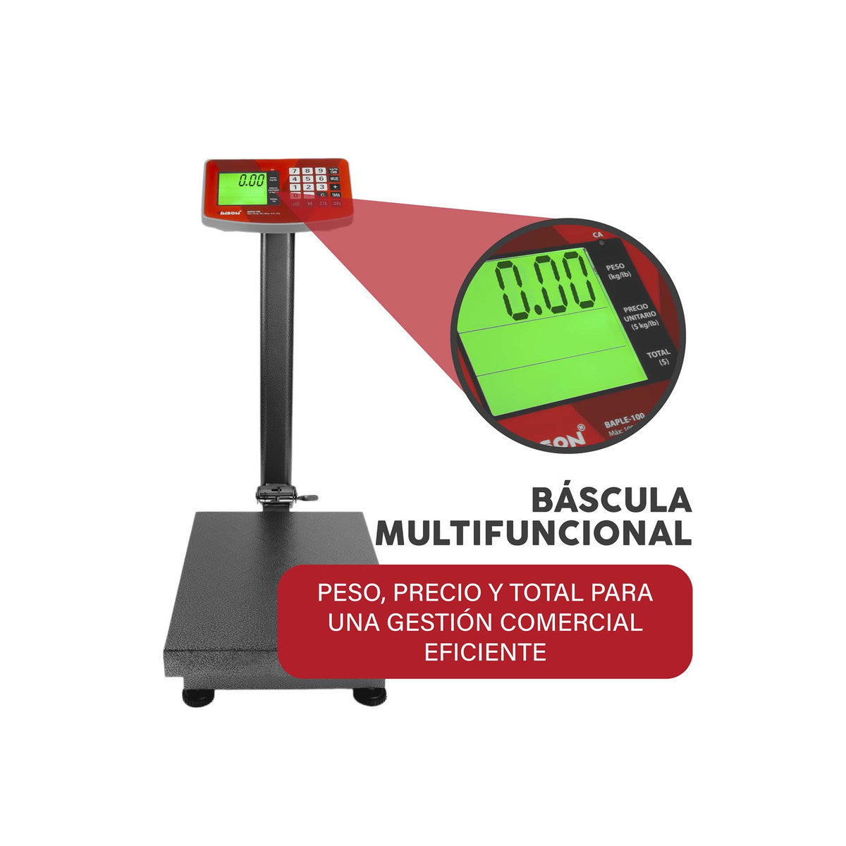 Báscula VINSON BAPLE-100, detalle multifuncional