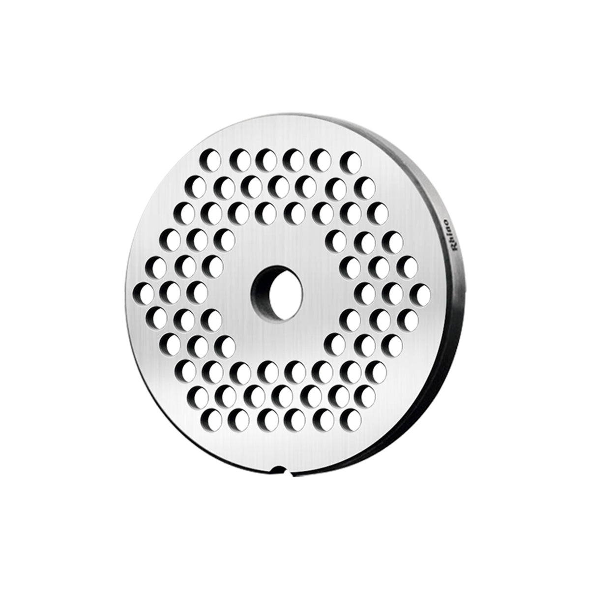 Cedazo RHINO CEDA12-4.5 para molino de carne número 12, perforación de 3/16 de pulgada, foto original de producto sobre fondo blanco.