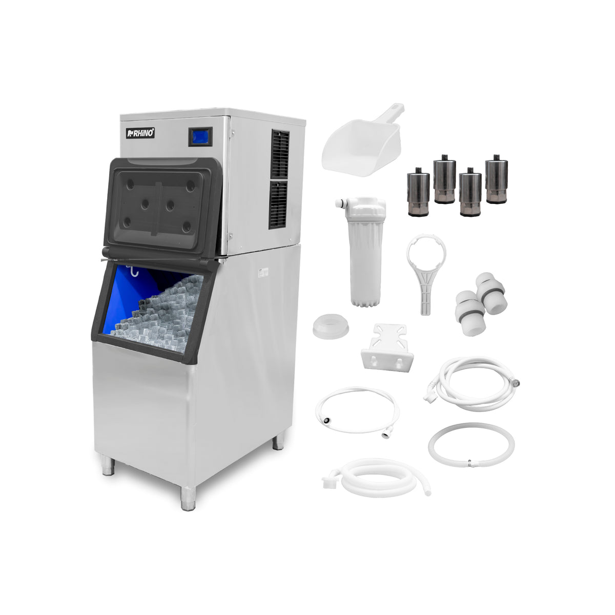 Fábrica de hielo RHINO FAHIEL-200 y sus accesorios de instalación incluidos