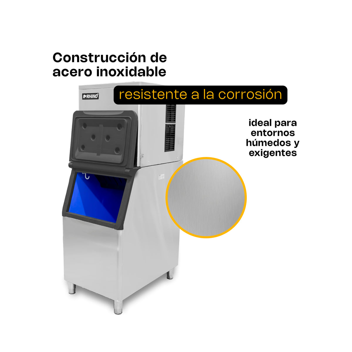 Materiales de acero inoxidable en fábrica de hielo RHINO FAHIEL-200