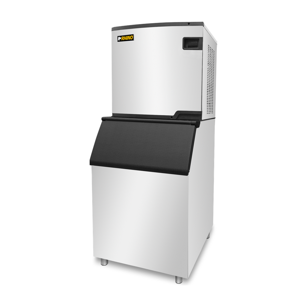 Fábrica de hielo RHINO FAHIEL-450 con depósito de 250 kg, vista diagonal del equipo completo