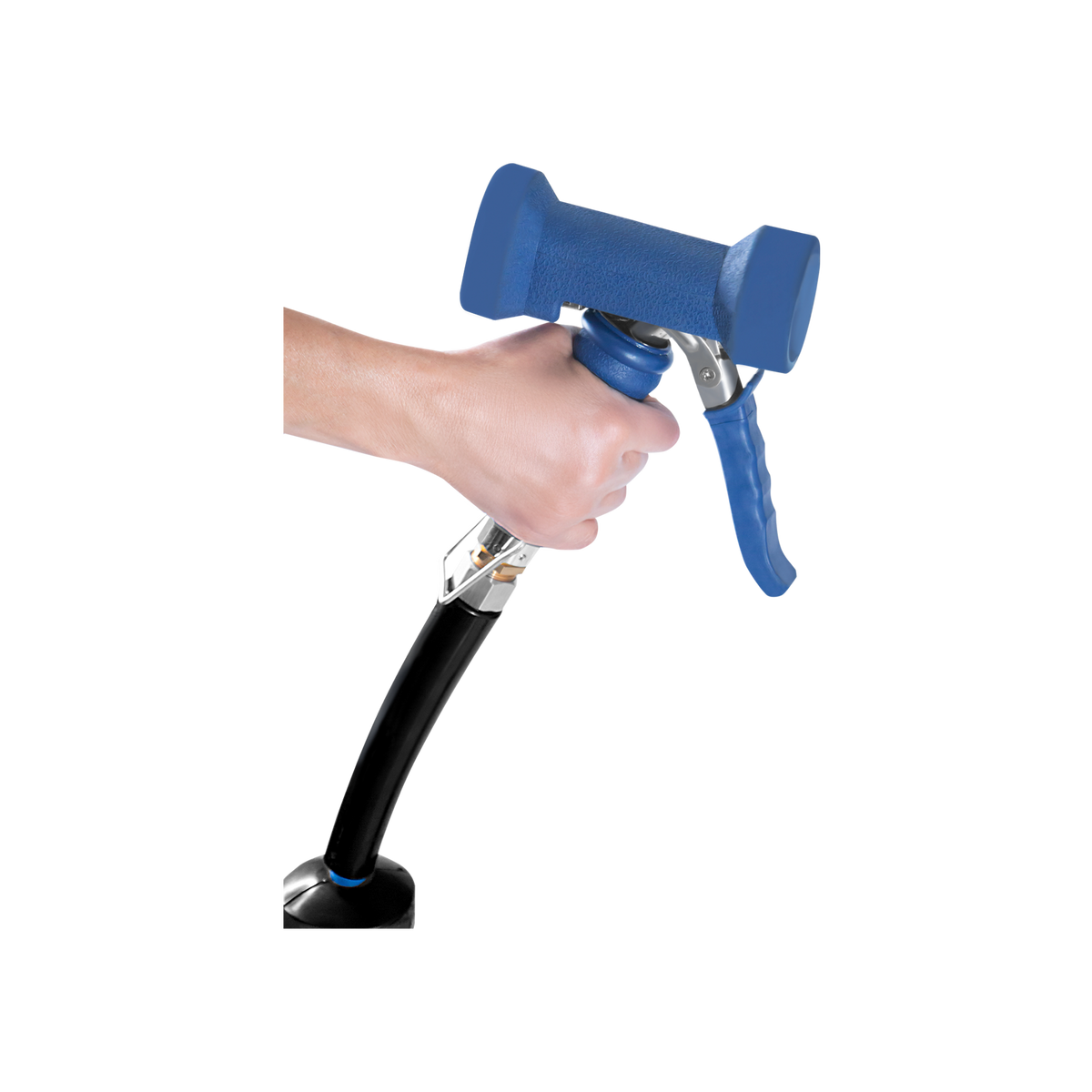 Detalle de la pistola azul para lavado del equipo RHINO MAPCA-10X de 10 m