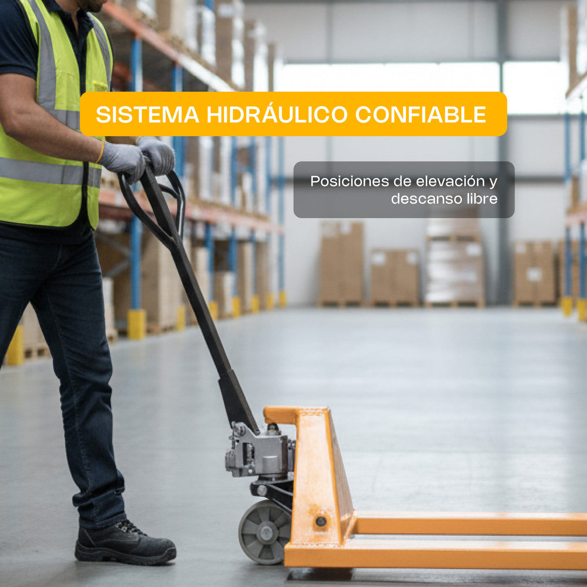 Sistema hidráulico del patín RHINO PATHID-3T, aplicación logística