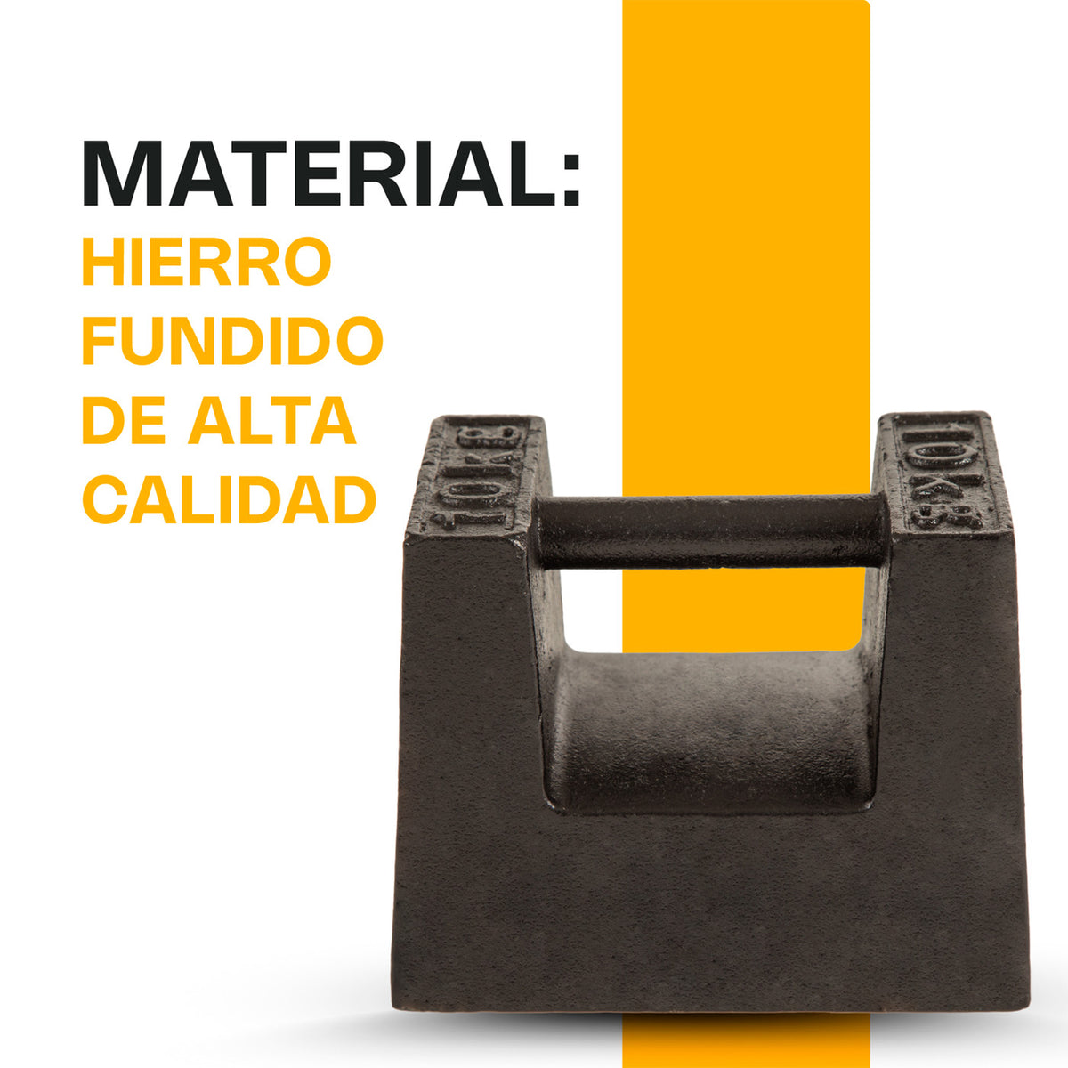 Fotografía adicional de pesa patrón RHINO PESA-10 de 10 kg de hierro fundido, detalle y características del fabricante. 