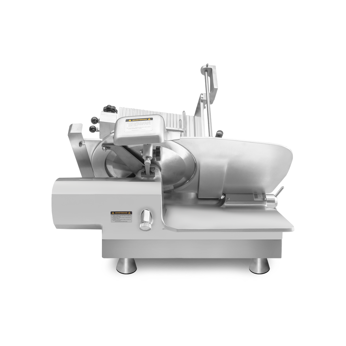 Vista posterior rebanadora de carne semicongelada RHINO REBEN-350, estructura y motor