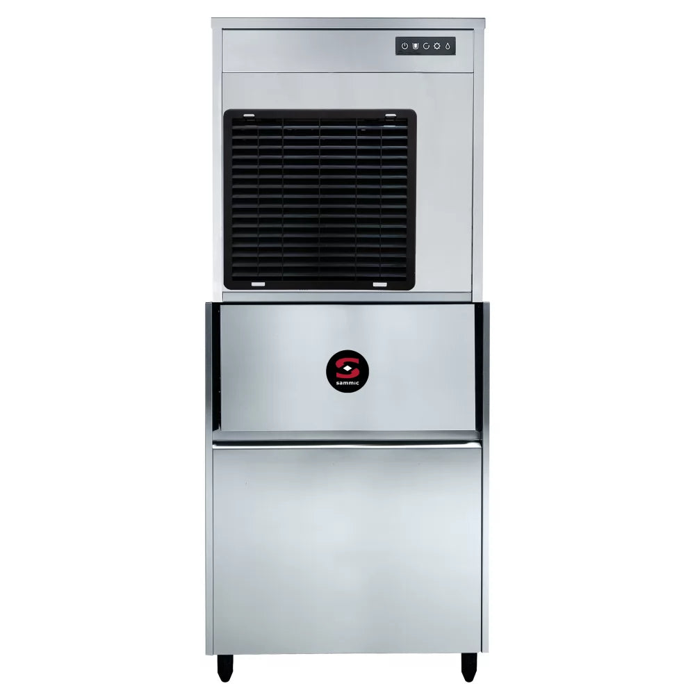 Máquina de hielo granular SAMMIC GG-185PA de 182 kg diarios y depósito integrado de 64 kg, vista frontal