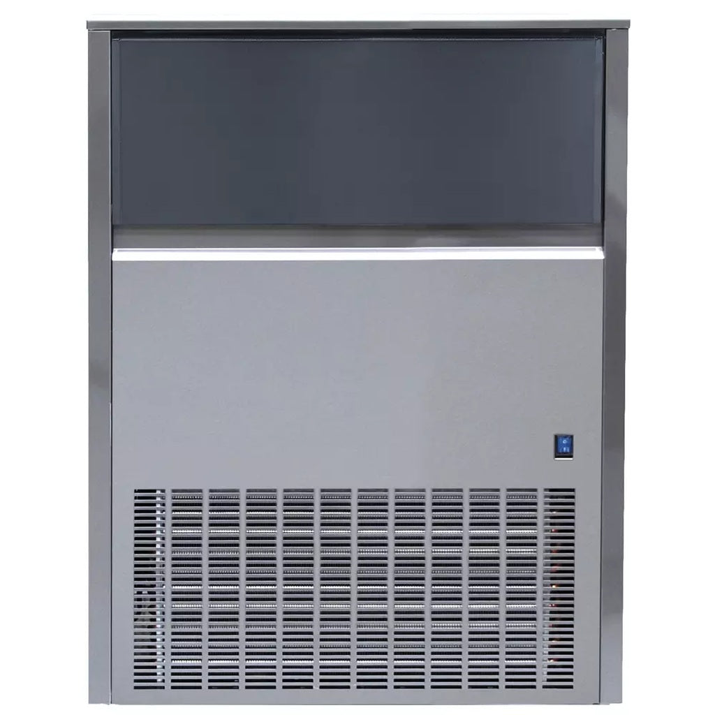 Máquina de hielo gourmet SAMMIC GS-60PA de 54 kg por día con depósito de 30 kg integrado, vista frontal