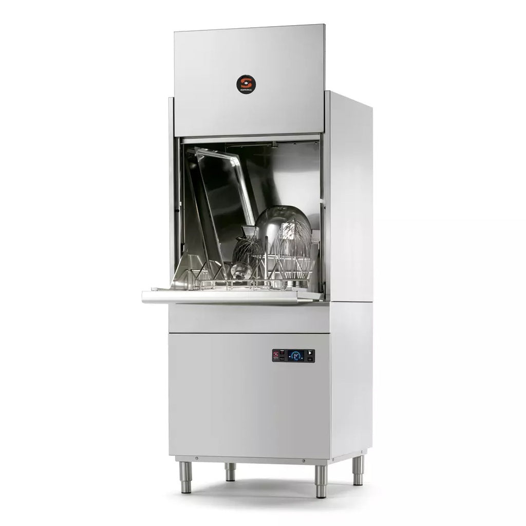 Lavautensilios industrial SAMMIC UX-600C abierto, gran espacio de carga y cesta para utensilios