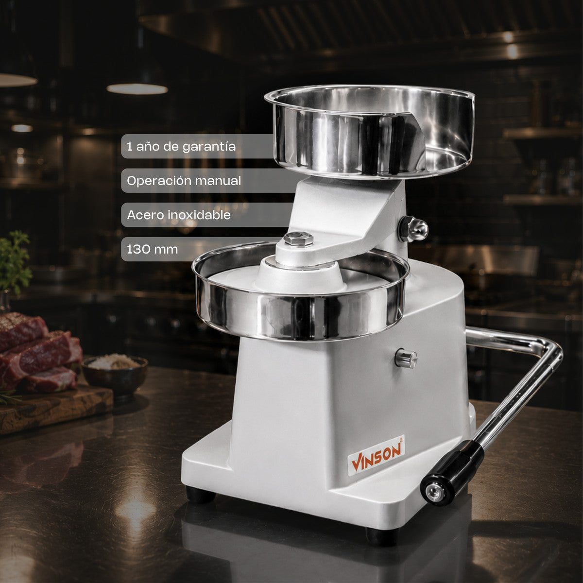 Materiales y mecanismo formadora de hamburguesas VINSON FHAM-13