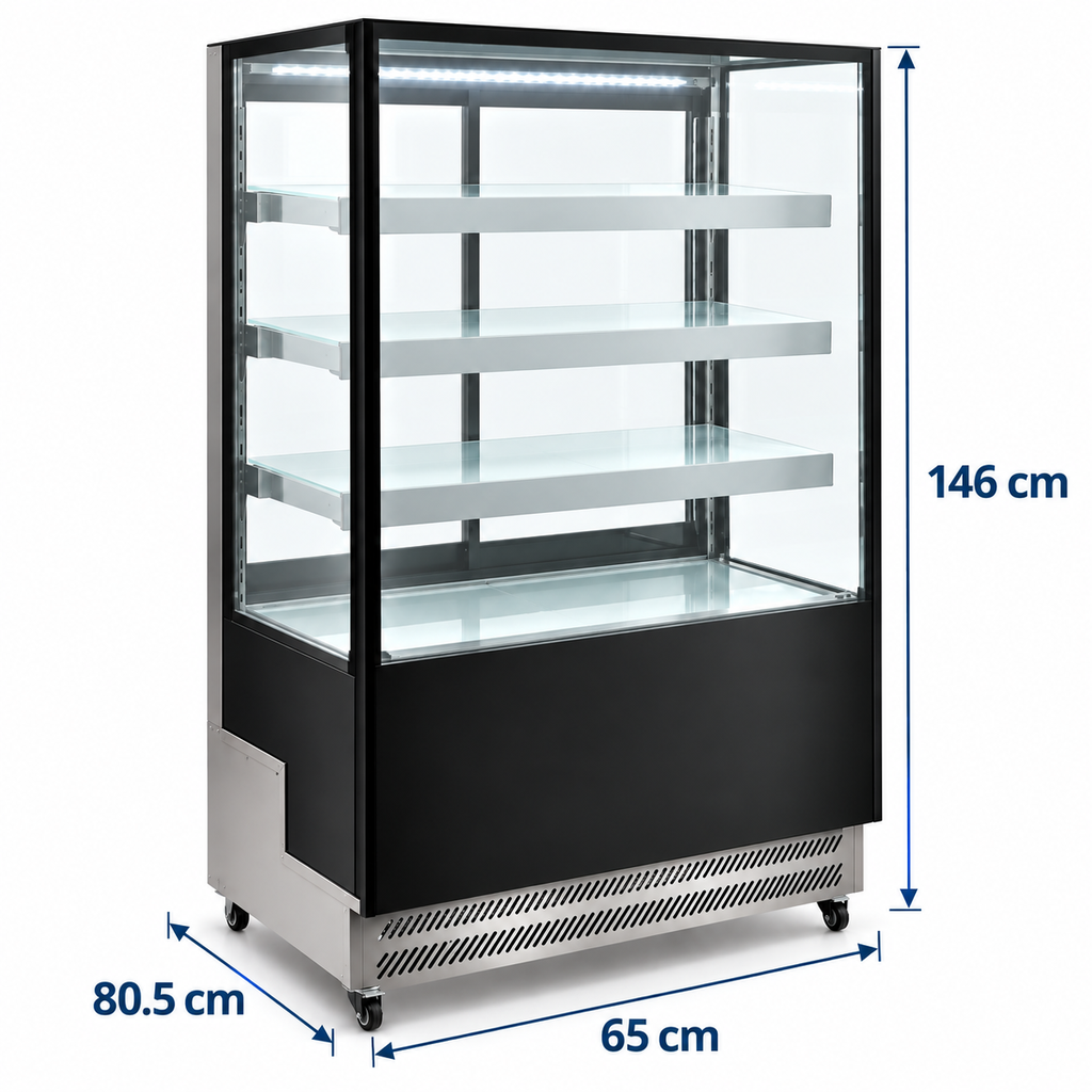 Vitrina refrigerada MIGSA ARC-300L con medidas 65 x 80.5 x 146 cm