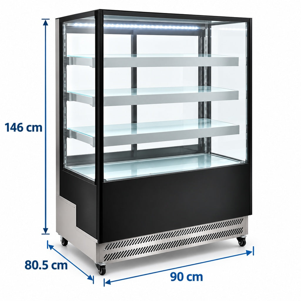 Vitrina refrigerada MIGSA ARC-400L con medidas 90 x 80.5 x 146 cm