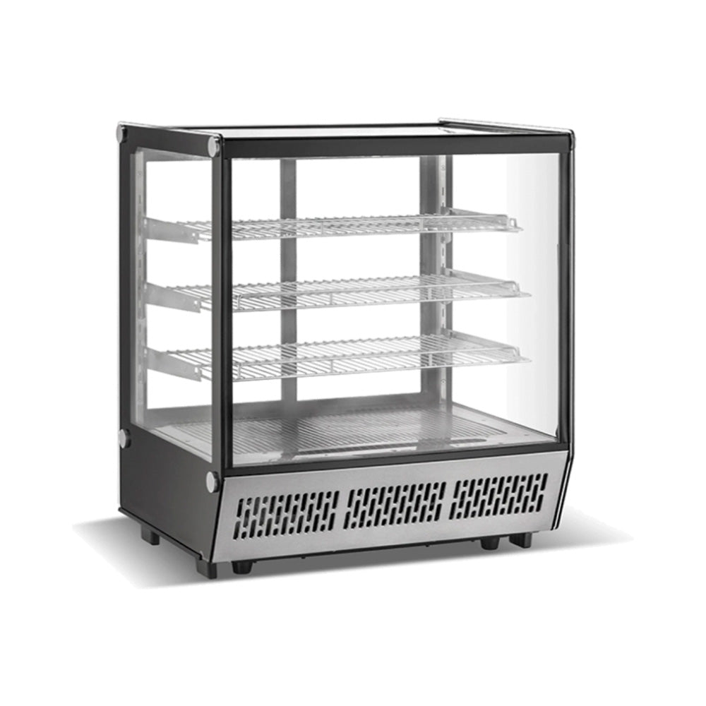 Vitrina refrigerada MIGSA CW-195 con cristal recto, capacidad 195 litros, tres entrepaños y piso, fotografía del equipo sin alimentos con fondo blanco