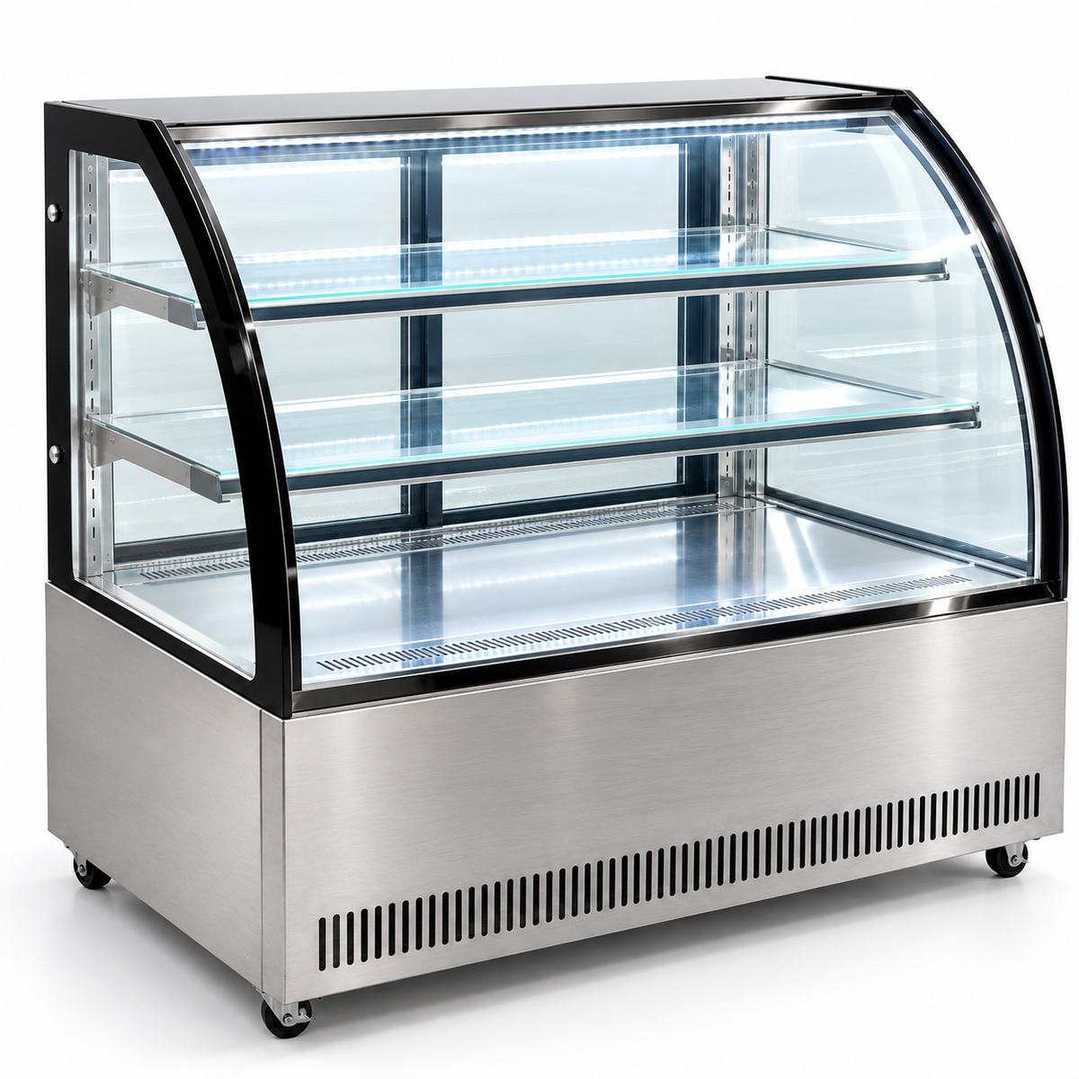 Vitrina refrigerada de piso MIGSA GN-1200C2 de 306 litros con cristal curvo