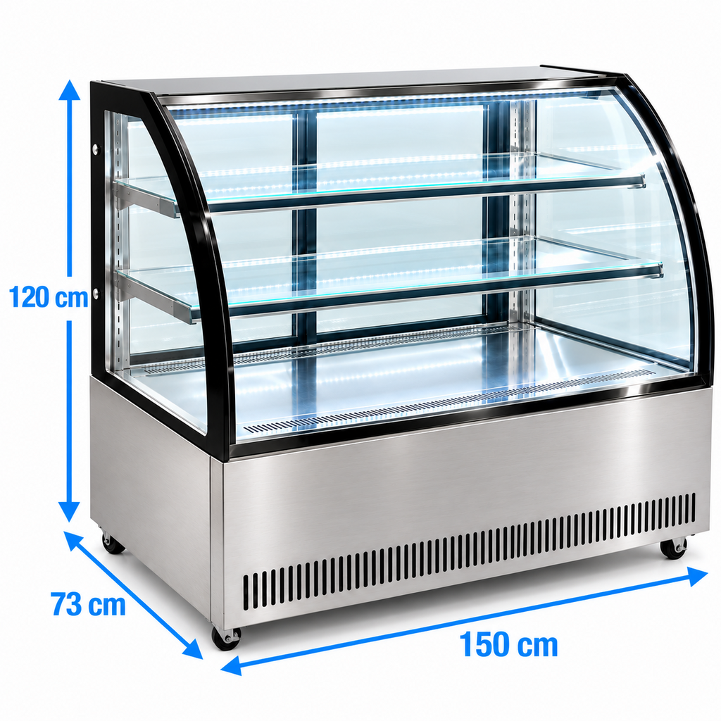 Vitrina refrigerada MIGSA GN-1500C2 con medidas 150 x 73 x 120 cm
