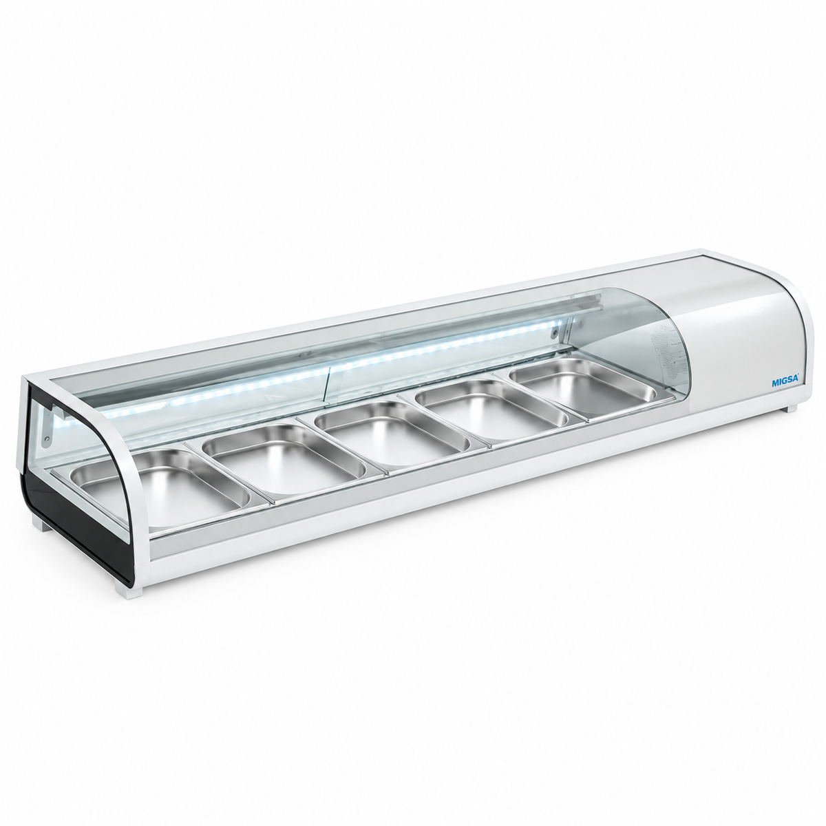 Vitrina refrigerada para sushi MIGSA RTS-132L de 132 L en fondo blanco