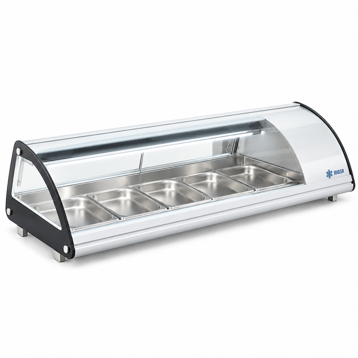 Vitrina refrigerada para sushi MIGSA RTS-63L de 63 L en fondo blanco