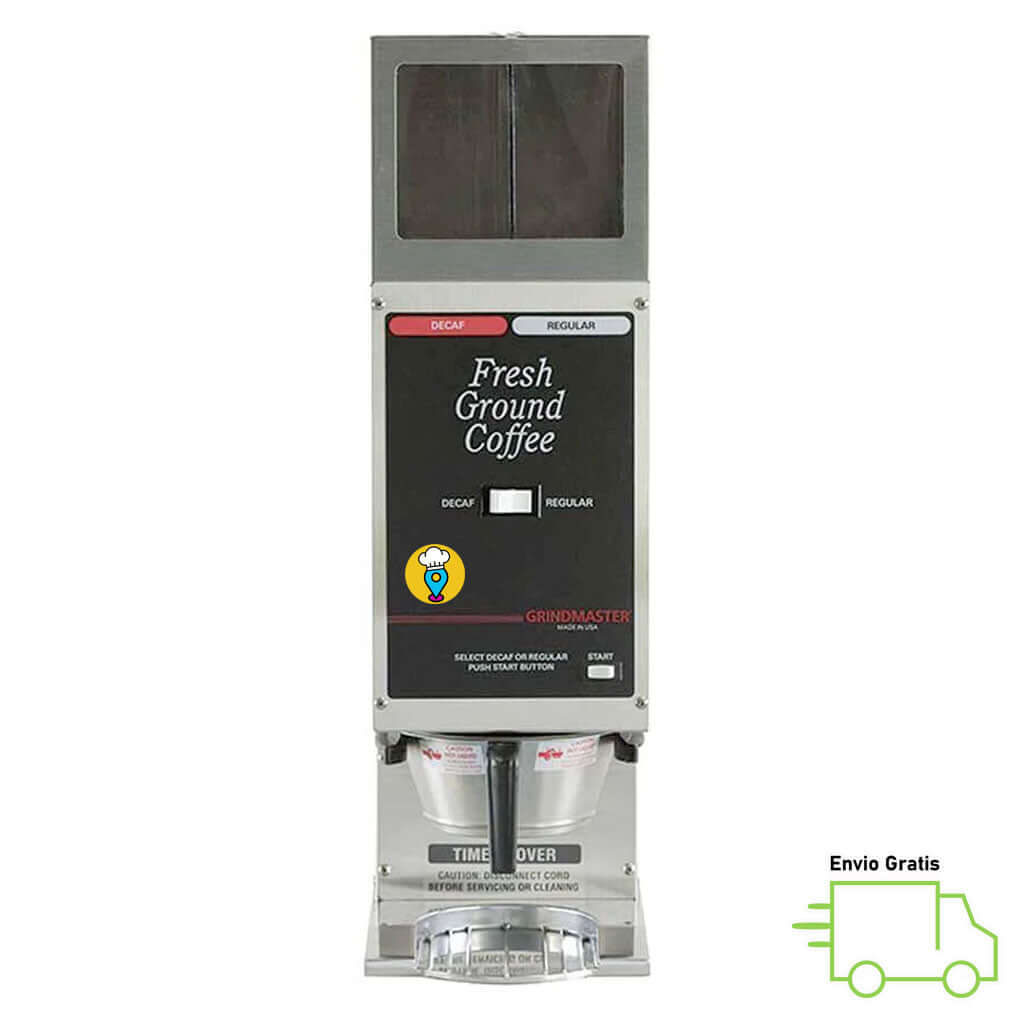 Molino de café comercial GRINDMASTER 250-3A, imagen anterior de catálogo para equipo de molienda con control de porciones
