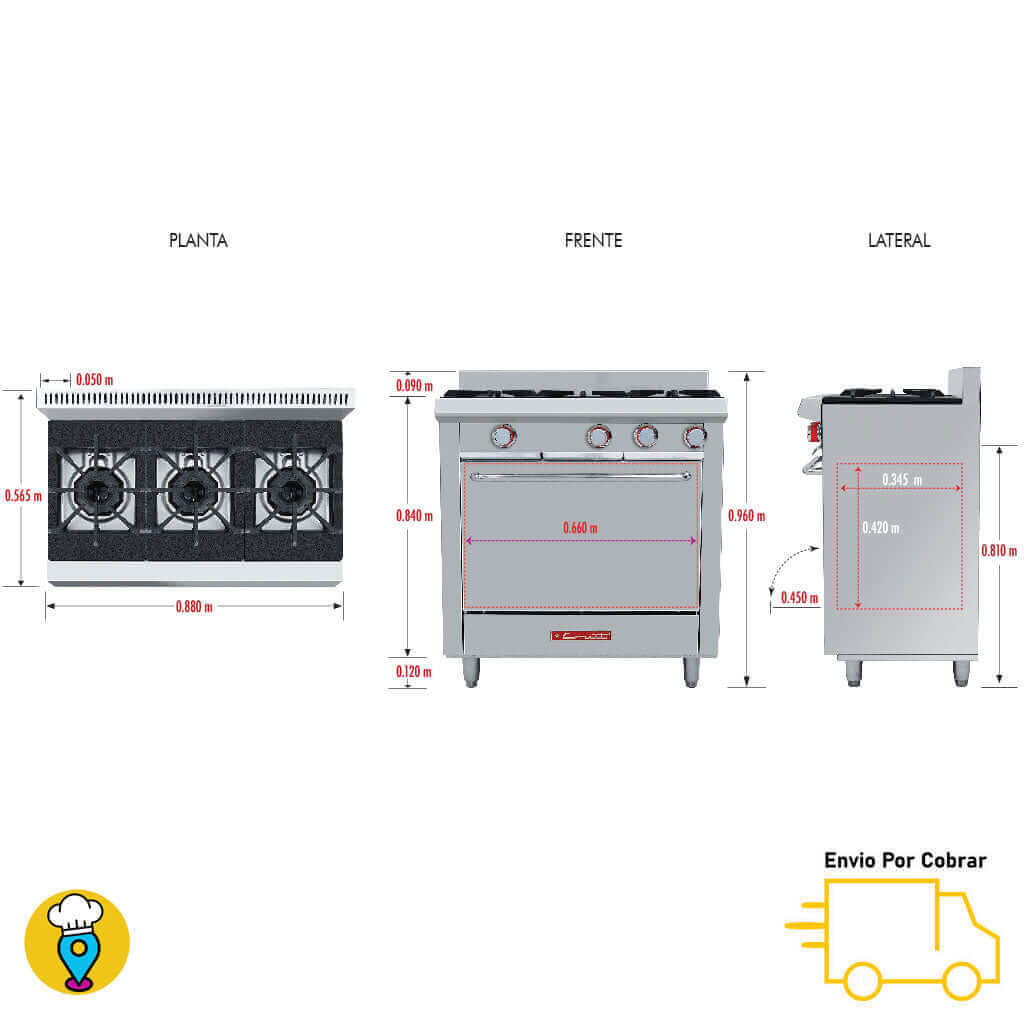 Estufa 3 Parrillas y Horno CORIAT - EC-3-HG PETIT-Estufas con Horno-CORIAT-ElLugarDelChef.com