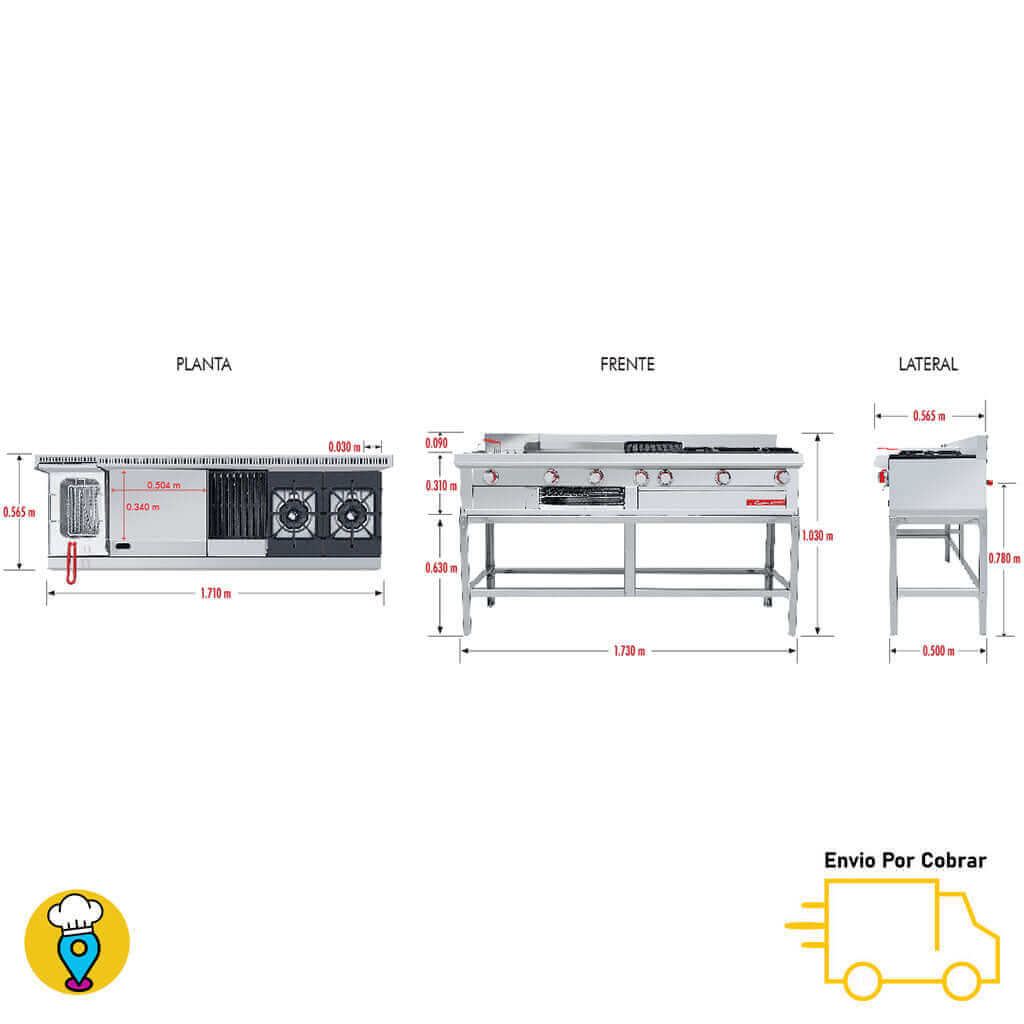 Estufa de Mesa 2 Parrillas, Plancha, Gratinador, Asador y Freidora CORIAT - MULTIPLE PETIT DE MESA-Estufas Múltiples de Mesa-CORIAT-ElLugarDelChef.com