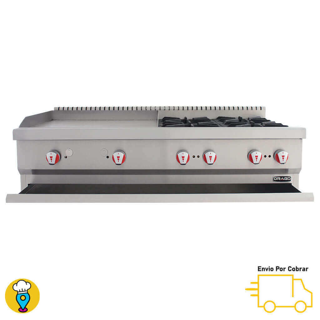 Estufa de Mesa Múltiple 4 Parrillas y Plancha DRAGO - CG-40PD-Estufas Múltiples de Mesa-DRAGO-ElLugarDelChef.com