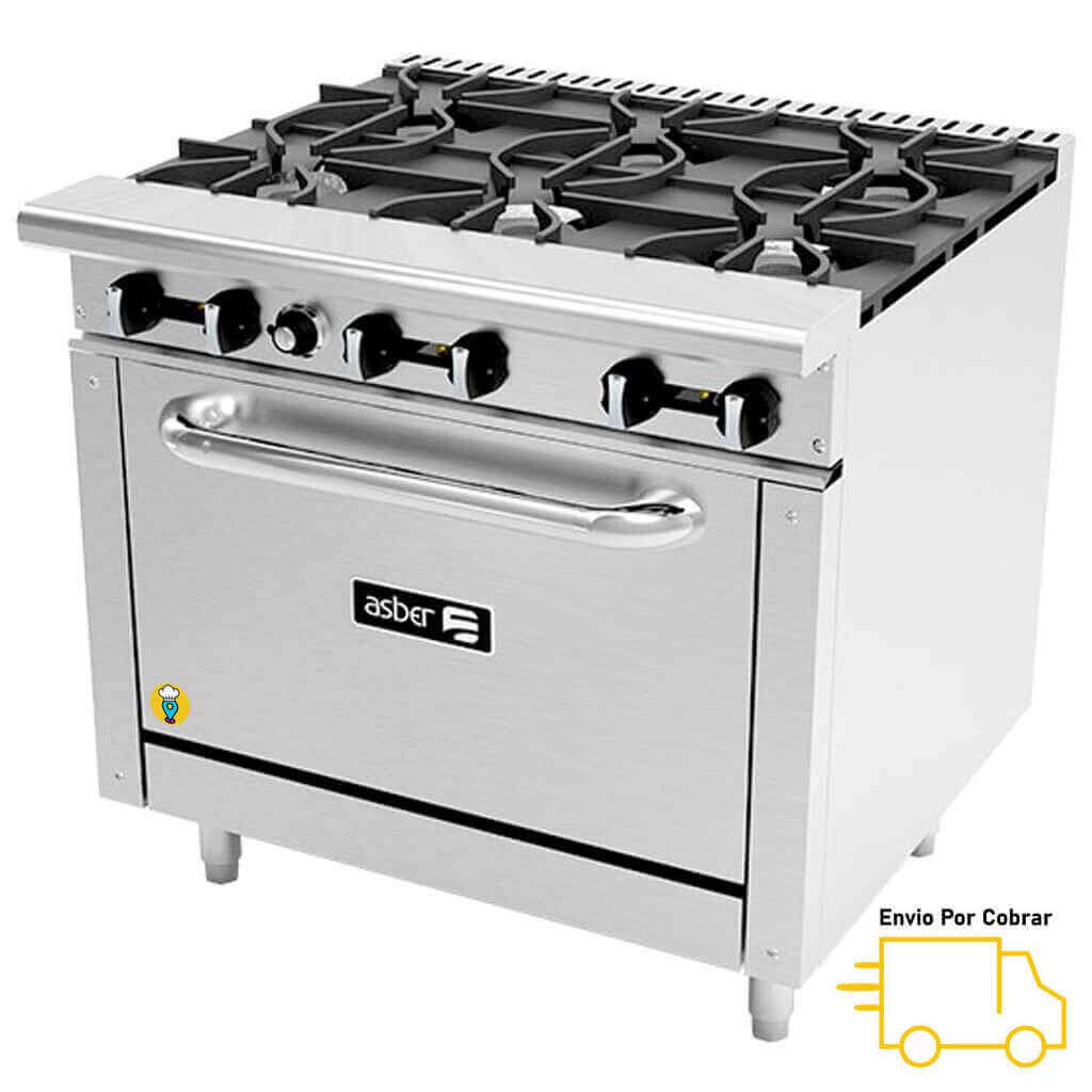 Estufas a Gas 6 Parrillas con Horno ASBER - AER-6-36-Estufas con Horno-ASBER-ElLugarDelChef.com