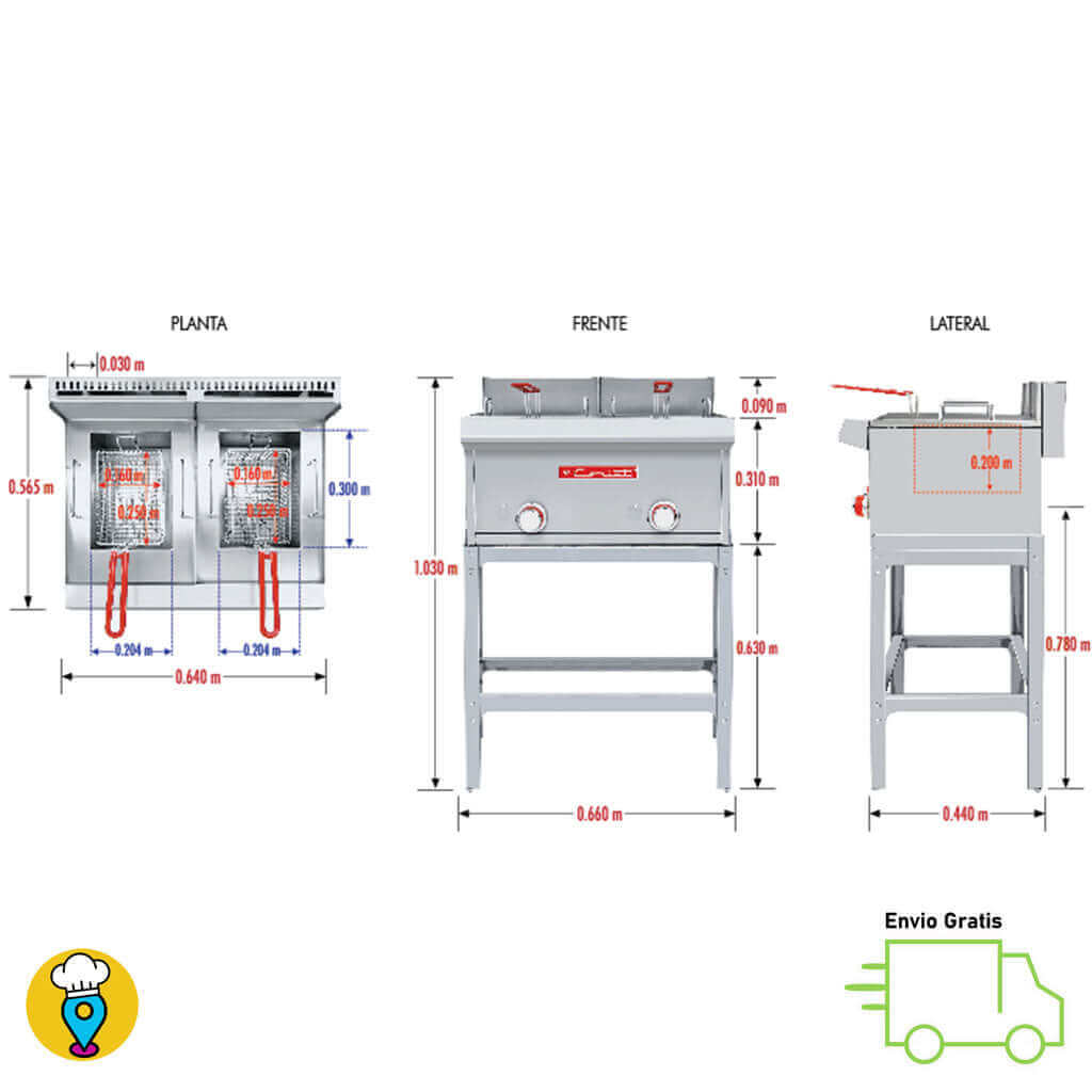 Freidora Doble a Gas CORIAT - FC-10D PETIT-Freidoras-CORIAT-ElLugarDelChef.com