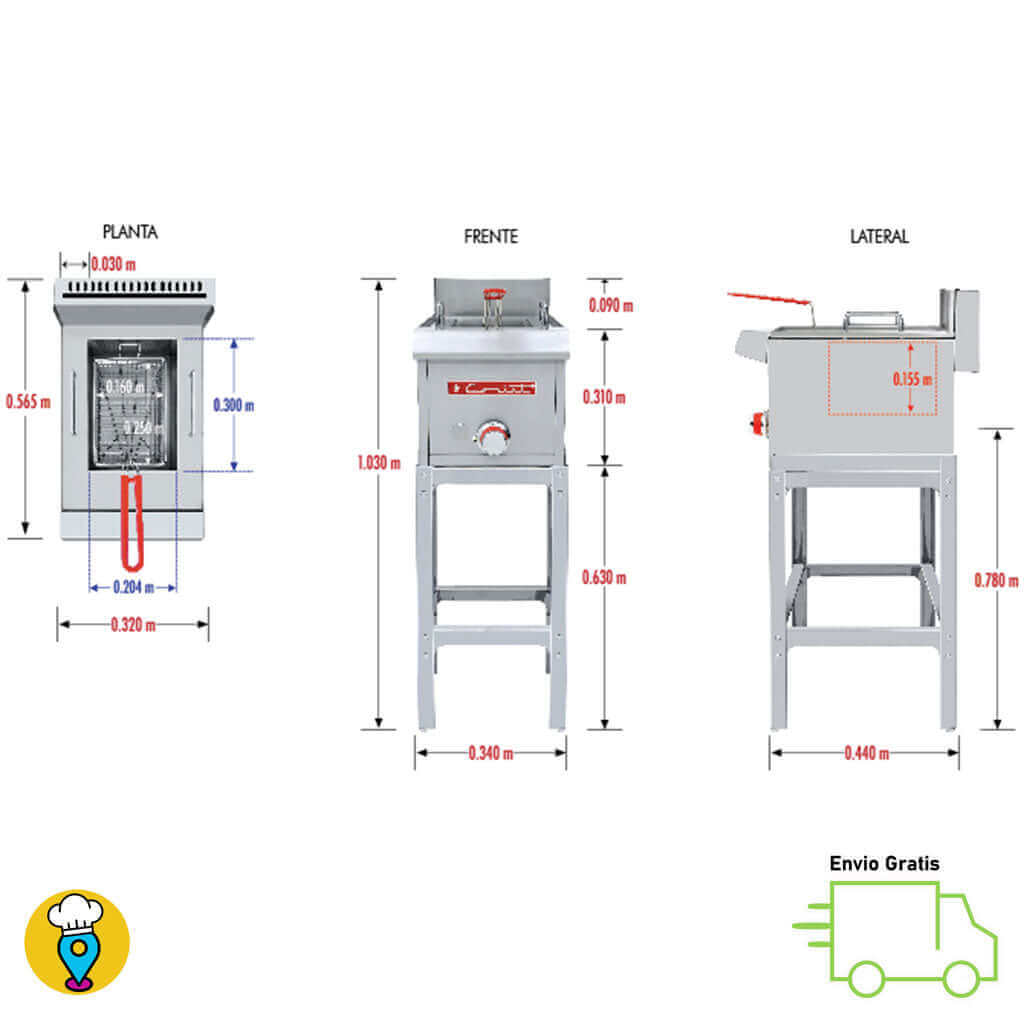 Freidora Sencilla a Gas CORIAT - FC-10 PETIT-Freidoras a Gas-CORIAT-ElLugarDelChef.com