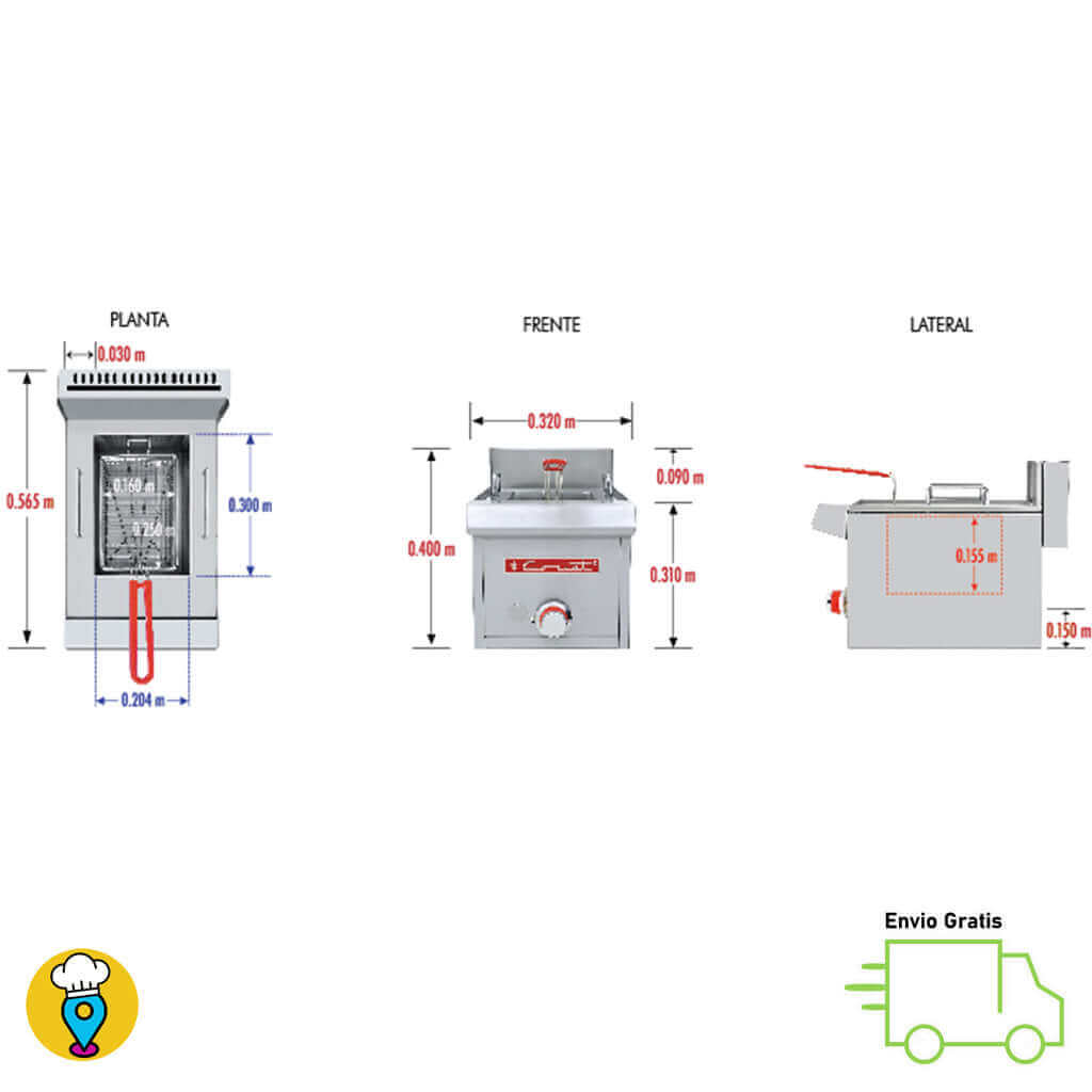 Freidora Sencilla a Gas CORIAT - FC-10 PETIT-Freidoras a Gas-CORIAT-ElLugarDelChef.com